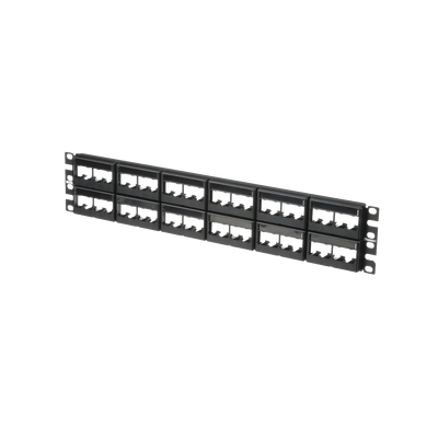 Panel de Parcheo Modular Mini-Com (Sin Conectores), Plano, Sin Blindaje, Con Etiqueta y Cubierta, de 48 puertos, 2UR  CPPL48WBLY