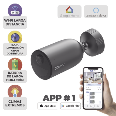 Cámara IP Inalámbrica Con Batería Recargable (Cero Cables) /  Detección humana / Colores en Oscuridad / 2K / Sirena y Estrobo  CS-EB3