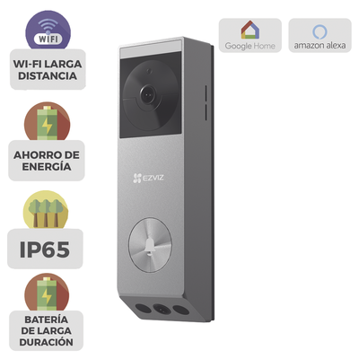 Doorbell de Bateria Recargable con Transformador o Panel Solar (Incluye Panel) / 3 megapíxel / Doble Lente / Protección IP65 / Audio de Dos Vías  CS-EP3X