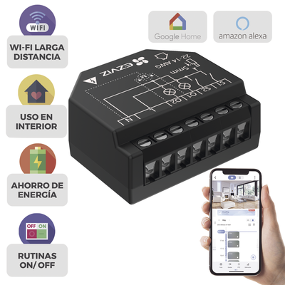 Relevador Wi-Fi  Inteligente / 2 Salidas Para 2 Apagadores / Ideal Para Control de Iluminación / Control Remoto / Horarios Personalizados / Registro de Consumo / 110-240VCA   CST36