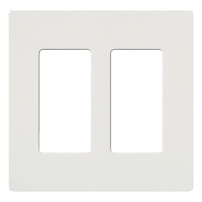 Placa de pared 2 espacios, para atenuador (dimmer), apagador ó control remoto inalámbrico LUTRON.: CW2WH