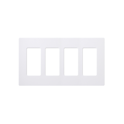 Placa de pared 4 espacios, color blanco, para atenuador (dimmer), switch ó control remoto PICO inalámbrico: CW4WH