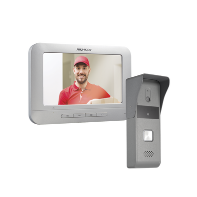 DS-KIS203-T, Kit de Videoportero Analógico con Pantalla LCD a Color de 7" / Frente de Calle para Exterior IP65 / Salida de Relevador
