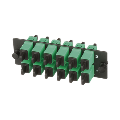 Placa Acopladora de Fibra Optica FAP, Con 12 Conectores SC/APC (12 Fibras), Para Fibra Monomodo OS1/OS2, Color Verde  FAP12WAGSCZ