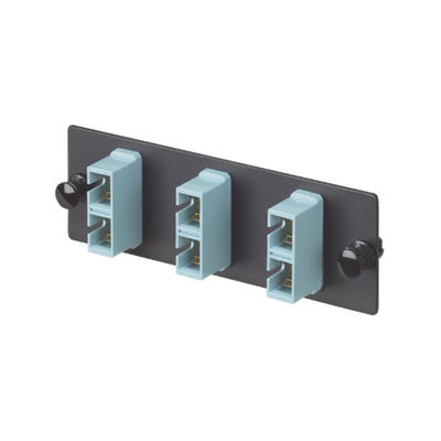 Placa Acopladora de Fibra Optica FAP, Con 3 Conectores SC Duplex (6 Fibras), Para Fibra Multimodo OM3/OM4, Color Aqua  FAP3WAQDSCZ