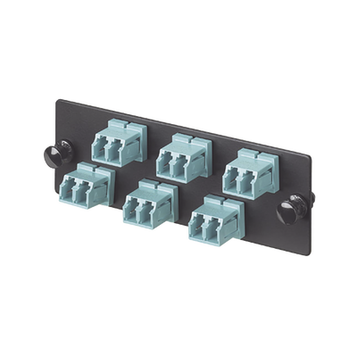 Placa Acopladora de Fibra Optica FAP, Con 6 Conectores LC Duplex (12 Fibras), Para Fibra Multimodo OM3/OM4, Color Aqua  FAP6WAQDLCZ