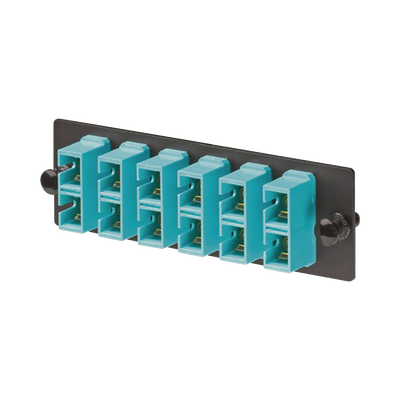 Placa Acopladora de Fibra Optica FAP, Con 6 Conectores SC Duplex (12 Fibras), Para Fibra Multimodo OM3/OM4, Color Aqua  FAP6WAQDSCZ