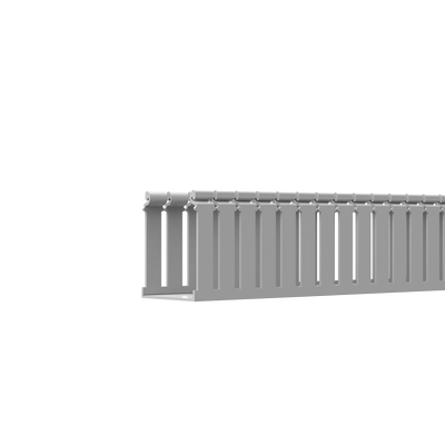 Canaleta Ranurada de PVC con Tapa, Tipo F, 108 mm de Ancho, 79.2 mm de Alto y 2 m de Largo, Color Gris FC4X3LG2