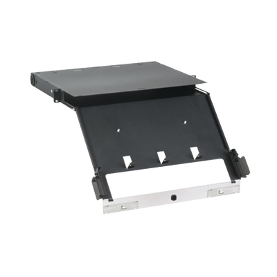 Panel de Distribución de Fibra Óptica, Acepta 4 Placas FAP o FMP, Bandeja Deslizable e Inclinable Hacia Abajo, Hasta 96 Fibras, Color Negro, 1UR  FCE1U
