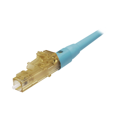 Conector de Fibra Óptica LC Simplex OptiCam, Multimodo 50/125 OM3/OM4, Pre-pulido, Color Aqua FLCSMCXAQY