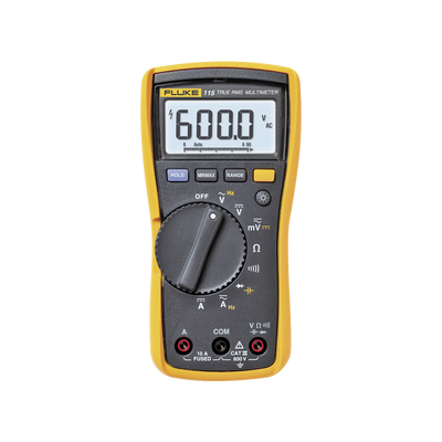 Multímetro Digital para Electricista, Para Pruebas de Capacitancia y Diodos, Uso con Voltaje Máximo de 600 V, Pantalla LED Retroiluminada  FLUKE-115