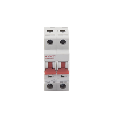 Protección Térmica 2P, 32A, Corriente Directa 800 Vcc para Aplicación Fotovoltaica Montaje Riel DIN FPV632PC32