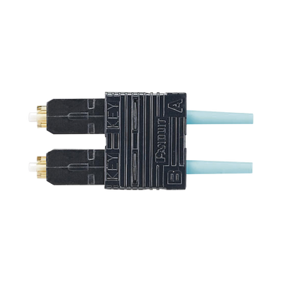 Conector de Fibra Óptica SC Duplex OptiCam, Multimodo 50/125 OM3/OM4, Pre-pulido, Color Aqua  FSC2DMCXAQ