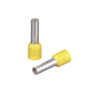 Ferrúl de cobre DIN Amarillo para Cable 10 AWG con largo 12 mm.  Paquete de 100 Piezas  FSD82-12-C