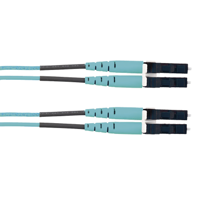 Jumper de Fibra Optica Multimodo 50/125 OM3, LC-LC Duplex, LSZH (Cero Halógenos), Color Aqua, 2 Metros  FX2ELLNLNSNM002