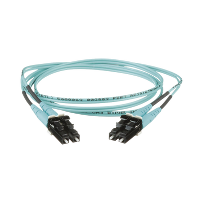 Jumper de Fibra Optica Multimodo 50/125 OM3, LC-LC Duplex, OFNR (Riser), Color Aqua, 1 Metro  FX2ERLNLNSNM001