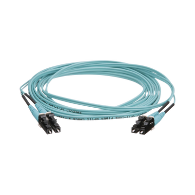Jumper de Fibra Óptica Multimodo 50/125 OM4, LC-LC Duplex, OFNR (Riser), Color Aqua, 5 Metros  FZ2ERLNLNSNM005