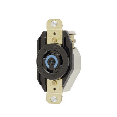 Receptáculo de Media Vuelta Industrial para Empotrar/ 20A  250V/ 2 Polos 3 Hilos/ NEMA L6-20R / Color Negro.  HUB-HBL-2320
