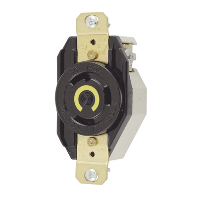 Receptáculo de Media Vuelta Industrial 30 A 125 V CA 2 Polos 3 Hilos (Nema L5-30R) Color Negro.: HUB-HBL-2610