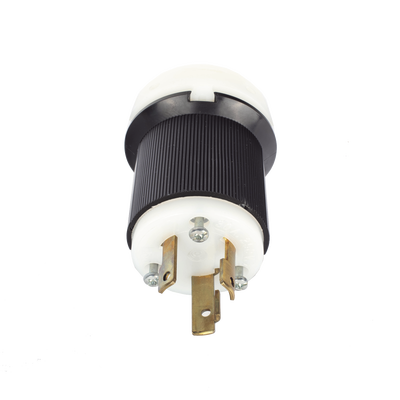 Clavija Industrial con Bloqueo de Media Vuelta / 30 A 250 V CA / 2 Polos 3 Hilos / Color Blanco y Negro / Nema L6-30P.: HUB-HBL-2621