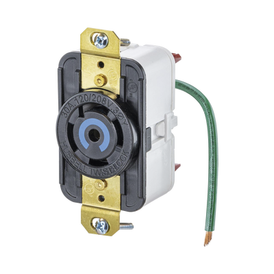 Receptáculo de Media Vuelta Industrial 30 A 120/208 V CA/ Nema L21-30R /Color Negro.  HUB-HBL-2810-ST