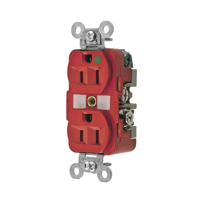 Contacto Dúplex 15 A, 125 V, 2 polos, 3 Hilos, Color Rojo (Nema 5-15R), Grado Hospital.: HUB-HBL-8200-RED | Humberto Chacon Contacto Dúplex 15 A, 125 V, 2 polos, 3 Hilos, Color Rojo (Nema 5-15R), Grado Hospital.: HUB-HBL-8200-RED