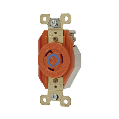 Receptáculo Sencillo de Media Vuelta/ 20 A 250 V CA / 2 Polos 3 Hilos / Nema L6-20R.: HUB-IG23-20