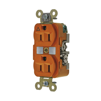 Contacto Dúplex Conexión a Tierra Aislada 15A 125V/ 2 Polos 3 Hilos/ Color Naranja/ Nema 5-15R/ Grado Industrial.  HUB-IG5262