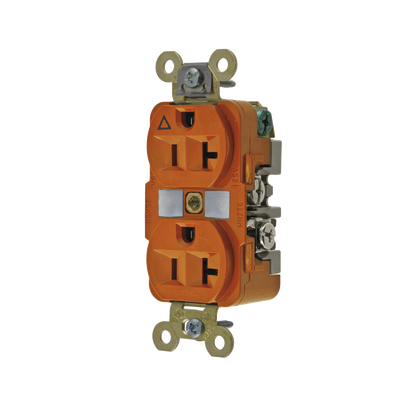 Contacto Dúplex Conexión a Tierra Aislada/ 20 A 125 V/ 2 polos 3 Hilos/ Color Naranja/ Nema 5- 20R/ Grado Industrial.  HUB-IG5362