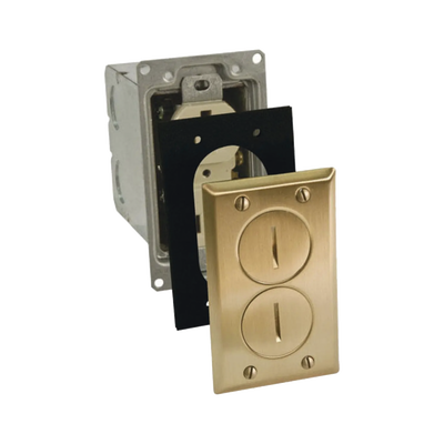Kit de Caja de Piso con Receptaculo de 15A 125V/ Acabado Latón.: HUB-RF6500-BR | Humberto Chacon Kit de Caja de Piso con Receptaculo de 15A 125V/ Acabado Latón.: HUB-RF6500-BR