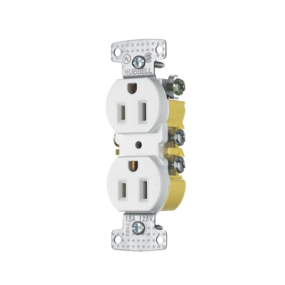Contacto Duplex 15A 125V/ 2 Polos 3 Hilos/ Nema 5-15R/ Color Blanco.  HUB-RR15W