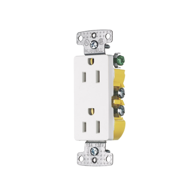 Contacto Duplex Decorador 15A 125V, 2 Polos, 3 Hilos, Color  Blanco (Nema5-15R).: HUB-RRD15W