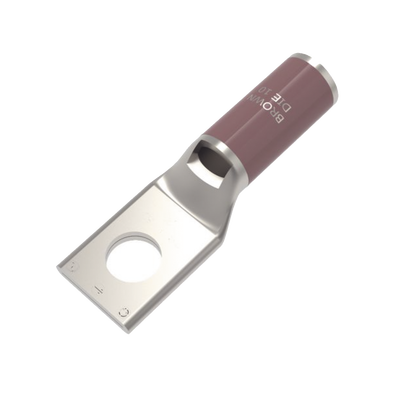 Zapata Terminal de Compresión de Cobre Electrolítico Estañado de Cañón Corto para Tornillo de 1/2" y Calibre 4 AWG. HUB-YA4-CL6-BOX