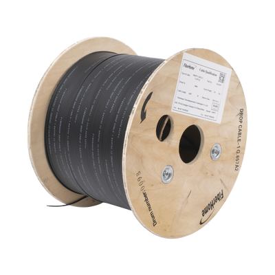 Carrete de 1 km de Fibra Óptica Drop, Interior/Exterior G.657A2 Monomodo de 1 hilo (unifibra), Dieléctrica, Forro Negro  IC-DROPA2-1C