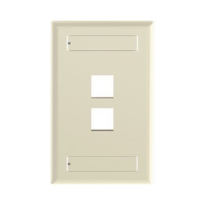 Placa de Pared Vertical, Salida Para 2 Puertos Keystone, Con Espacios Para Etiquetas, Color Marfil  NK2FEIY