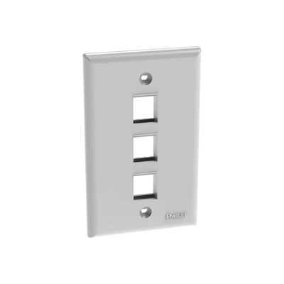 Placa de Pared Vertical, Salida Para 3 Puertos Keystone, Color Blanco  NK3FNWH