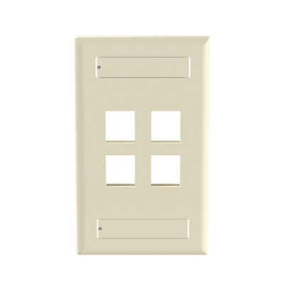 Placa de Pared Vertical, Salida Para 4 Puertos Keystone, Con Espacios Para Etiquetas, Color Marfil  NK4FEIY