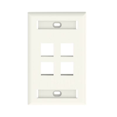 Placa de Pared Vertical, Salida Para 4 Puertos Keystone, Con Espacios Para Etiquetas, Color Banco Mate  NK4FIWY