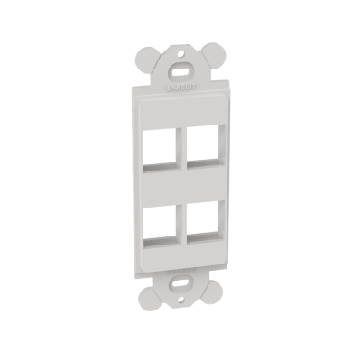 Marco de Módulo Dúplex, Para Placas Frontales Estándar GFCI, Acepta 4 Módulos Keystone, Color Blanco  NK4RMFWH