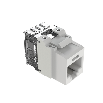 Conector Jack Estilo 110 (de Impacto), Tipo Keystone, Categoría 6A, de 8 posiciones y 8 cables, Color Blanco  NK6X88MWH