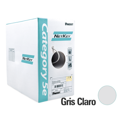 Bobina de Cable UTP 305 m. de Cobre, NetKey, Gris Claro, Categoría 5e (24 AWG), PVC (CM), de 4 pares  NUC5C04IG-CE