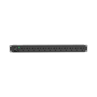 PDU Básico para Distribución de Energía, Enchufe de Entrada NEMA L5-20P, Con 12 Contactos NEMA 5-20R, Instalación Horizontal de 19in, 1UR, 20 Amp, 120 Vca  P12B30M