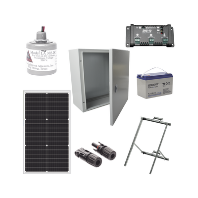 Kit Solar de 12 Vcc para alimentar energizador de cerca electrificada. Instalación de panel en poste.    PL12K
