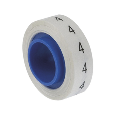 Rollo de Etiquetas Marcadoras, Pre-Impresos con el Número 4, de 2.4 metros, Color Blanco  PMDR-4