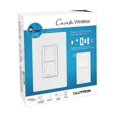 (Caseta Wireless) Kit, Apagador, base para empotrar en pared el control remoto PICO, tapa, ideal para el control de iluminación,.: PPKG1WSWH