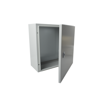 PST-4040-20A Gabinete de Acero IP66 Uso en Intemperie (400 x 400 x 200 mm) con Placa Trasera Interior de Metal y Compuerta Inferior Atornillable (Incluye Chapa y Llave T).