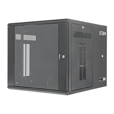 Gabinete PanZone de Montaje en Pared, de 19in, Puerta con Ventana de Seguridad, 12 UR, 762mm de Profundidad, Color Negro  PZWMC1230W