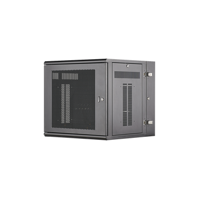 Gabinete PanZone de Montaje en Pared, de 19in, Puerta Ventilada, 12 UR, 635mm de Profundidad, Color Negro PZWMC12P