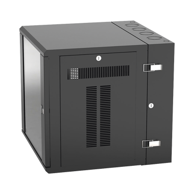 Gabinete PanZone de Montaje en Pared, de 19in, Puerta con Ventana de Seguridad, 12 UR, 635mm de Profundidad, Color Negro  PZWMC12W