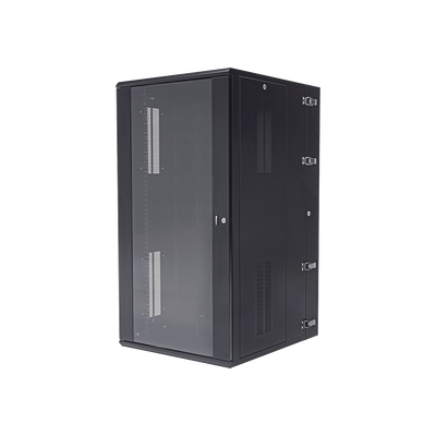 Gabinete PanZone de Montaje en Pared, de 19in, Puerta con Ventana de Seguridad, 26 UR, 762mm de Profundidad, Color Negro  PZWMC2630W